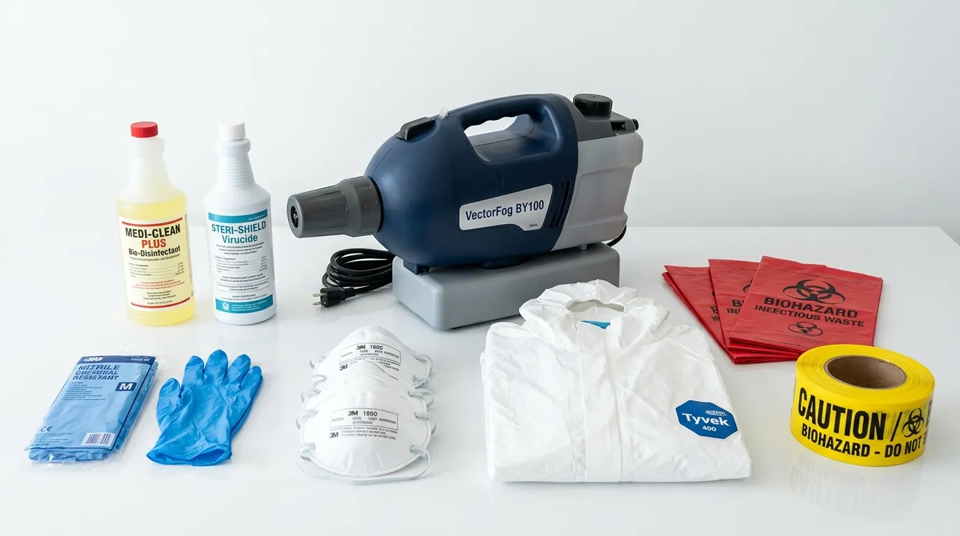 Professional biohazard remediation crew working in Morrow